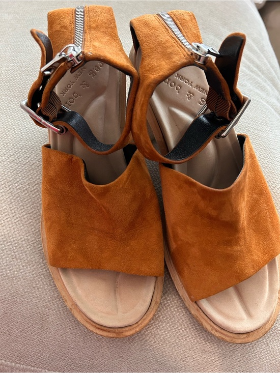 rag & bone Shoes - rag & bone Suede Open-Toe Sandals in Cognac/Tan 3 1/2 heel